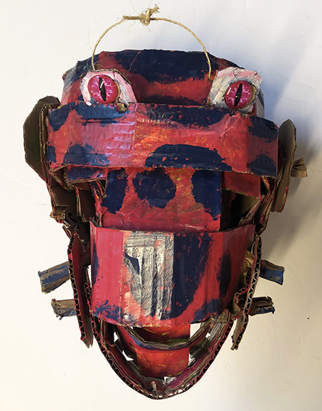 Brent Brown | BRB932 | Dinosaur Head, 2021 | Cardboard, Mixed Media | 11 x 11 x 10 in. at the Outsider Folk Art Gallery