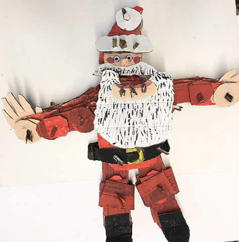 Brent Brown | BRB973 | Santa Beard Claus, 2021 | 
	 Cardboard, Mixed Media | 36 x 36 x 10 in. at the Outsider Folk Art Gallery