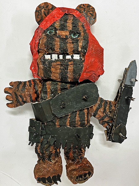 Brent Brown | BRB992 | Troy the Ewok, 2022  | 
	 Cardboard, Mixed Media | 35 x 32 x 10 in. at the Outsider Folk Art Gallery