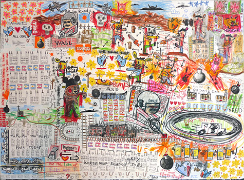 David "Big Dutch" Nally | DN130 | The People Here Today, 2013 Mixed Media on Paper price $600 at the Outsider Folk Art Gallery