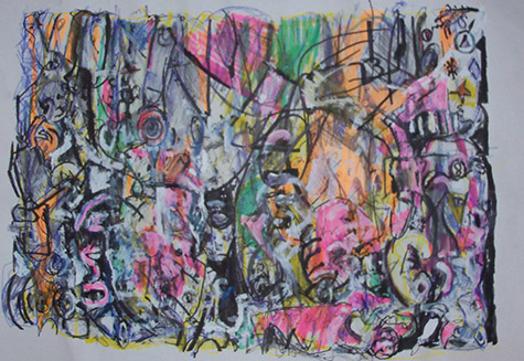Jim Bloom JB2427 | Untitled, 2014 Mixed Media on Paper price $400 at the Outsider Folk Art Gallery