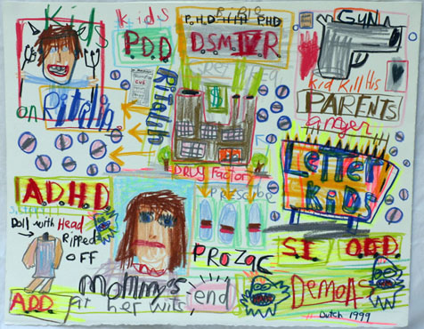 David "Big Dutch" Nally | DN012 | Letterkids | Mixed media on paper, price $300 at the Outsider Folk Art Gallery