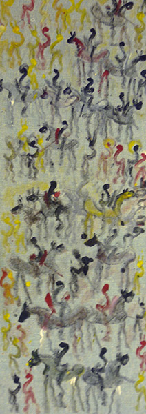 Purvis Young Special Collection | PYG-CV-015 | Untitled, signed | Industrial Fabric | 53 1/2 x 23 1/2in. (135.89 x 59.69 cm) at the Outsider Folk Art Gallery