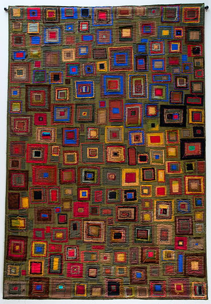 Mary Stoudt | STM001 | Yellow Illusion, 2008 | Fabric-art quilt | 34 x 50 in. (86.4 x 127 cm) at the Outsider Folk Art Gallery