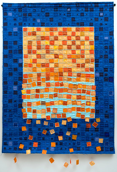Mary Stoudt | STM017 | Letting Go | Fabric-art quilt | 33 x 44 1/2 in. (83.8 x 113 cm) at the Outsider Folk Art Gallery