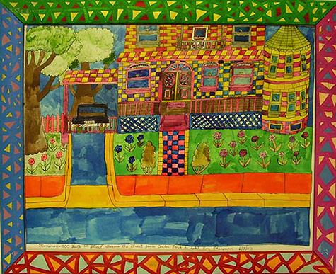 Sybil Roe Thompson | THS143 | Mansion-Giclee, 2003 | Painted wood | 22 x 17 x 2 in. | price $300 at the Outsider Folk Art Gallery