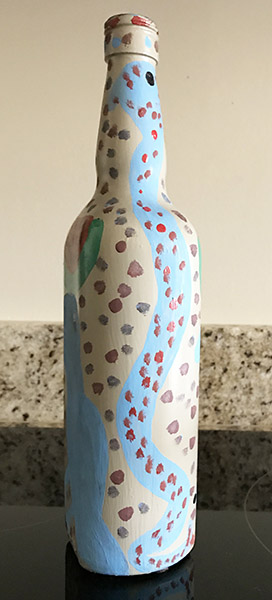 Annie Tolliver | TOA006 | Bottle, 1992 | Painted Glass | 3 1/2 x 10 x 3 in. at the Outsider Folk Art Gallery