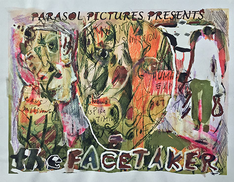 Jim Bloom | BNG-12 | The Face Talker | Mixed media on paper 11 x 9 in. at the Outsider Folk Art Gallery