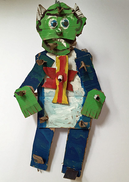Brent Brown | BRB086 | Grandpa Muenster  | Cardboard, Mixed Media, 24 x 15 x 6 in. (61 x 38.1 x 15.2 cm) at the Outsider Folk Art Gallery