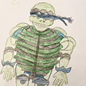 Brent Brown BRB1084 | Ninja Turtle, Green Striped at the Outsider Folk Art Gallery
