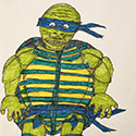 Brent Brown BRB1095 | Terry the Ninja Turtle Green/Blue Stripes at the Outsider Folk Art Gallery