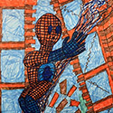 Brent Brown BRB1118 | Spiderman on wall (Marvel) at the Outsider Folk Art Gallery