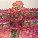 Brent Brown BRB1160 | Red/green Fort at the Outsider Folk Art Gallery