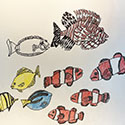 Brent Brown BRB1164 | Variety of colorful fish at the Outsider Folk Art Gallery