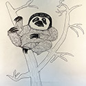 Brent Brown BRB1168 | Lemur in tree at the Outsider Folk Art Gallery