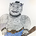Brent Brown BRB1180 | Troll with a bat at the Outsider Folk Art Gallery