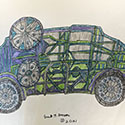 Brent Brown BRB1211 | Cycle Blue and Green Car at the Outsider Folk Art Gallery