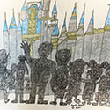 Brent Brown BRB1215 | Disney Figures in front of Castle at the Outsider Folk Art Gallery