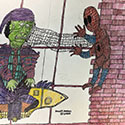Brent Brown BRB1229 | Spider-Man vs Green Goblin  at the Outsider Folk Art Gallery