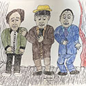Brent Brown BRB1255 | The 3 Stooges on stage at the Outsider Folk Art Gallery