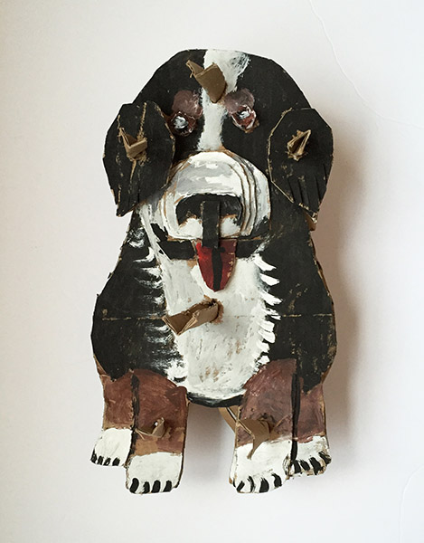 Brent Brown | BRB176 | Sheep Dog | Cardboard, Mixed Media, 8 1/2 x 14 x 4 in. (21.6 x 35.6 x 10.2 cm) at the Outsider Folk Art Gallery