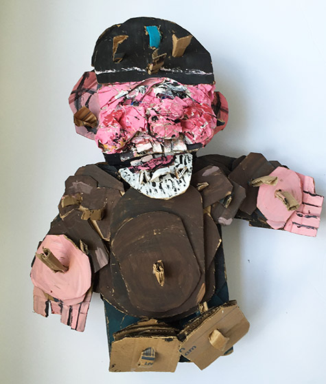 Brent Brown | BRB228 | Recreature, 2016 | Cardboard, Mixed Media, 23 x 21 x 8 in. (58.4 x 53.3 x 20.3 cm) at the Outsider Folk Art Gallery
