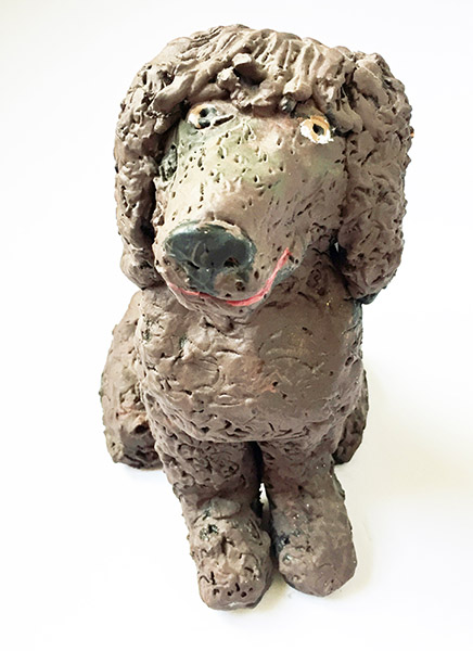 Brent Brown | BRB238 | Poodle | Painted Clay, 9 x 6 x 7 in. (22.9 x 15.2 x 17.8 cm) at the Outsider Folk Art Gallery