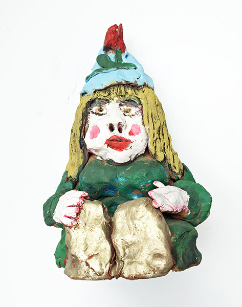 Brent Brown | BRB240 | Female Gnome | Painted Clay, 9 x 6 x 5 in. (22.9 x 15.2 x 12.7 cm) at the Outsider Folk Art Gallery