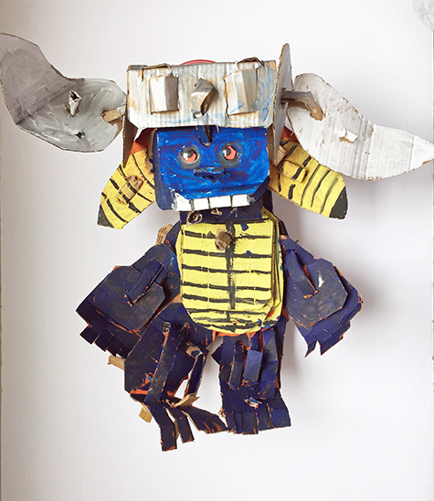 Brent Brown | BRB259 | Bucky | Cardboard, Mixed Media, 24 x 24 x 7 in. at the Outsider Folk Art Gallery