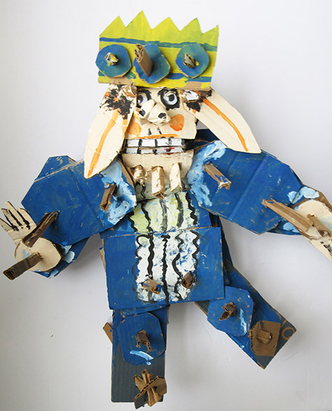 Brent Brown | BRB306 | Elf King, 2017 | Cardboard, Mixed Media | 21 x 22 x 7 in. (53.3 x 55.9 x 17.8 cm) at the Outsider Folk Art Gallery