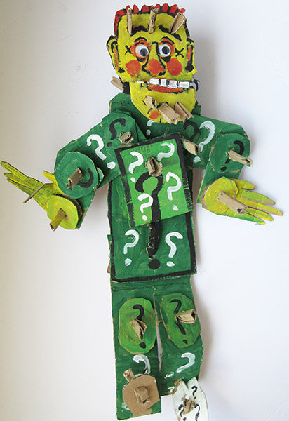 Brent Brown | BRB319 | Jim Carrey as The Ridler, 2017 | Cardboard, Mixed Media | 27 x 32 x 8 in. (68.6 x 81.3 x 20.3 cm) at the Outsider Folk Art Gallery