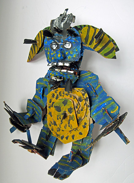 Brent Brown | BRB402 | Egyptian Grem, 2017  | Cardboard, Mixed Media | 24 x 25 x 8 in. (61 x 63.5 x 20.3 cm) at the Outsider Folk Art Gallery