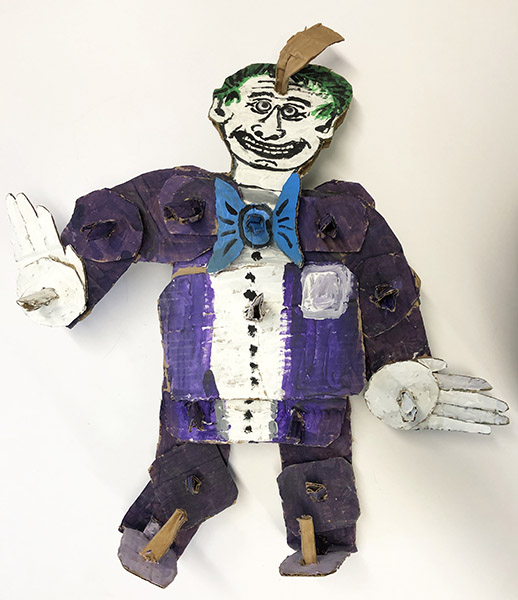 Brent Brown | BRB478 | The Joker (Batman), 2018 | Cardboard, Mixed Media | 22 x 25 x 8 in. at the Outsider Folk Art Gallery