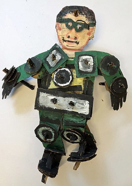 Brent Brown | BRB486 | Green Lantern, 2018  | Cardboard, Mixed Media | 17 x 25 x 7 in. at the Outsider Folk Art Gallery