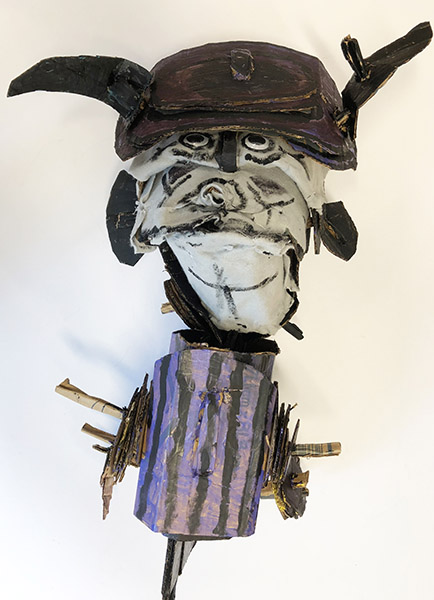 Brent Brown | BRB500 | Mike Bottomhead Goblin, 2018 | 
	 Cardboard, Mixed Media | 25 x 28 x 7 in. at the Outsider Folk Art Gallery