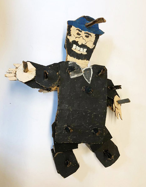 Brent Brown | BRB576 | Bluto (Popeye), 2019 | Cardboard, Mixed Media, 20 x 25 x 7 in. at the Outsider Folk Art Gallery