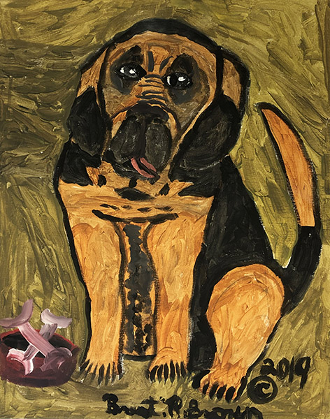 Brent Brown | BRB593 | Bloodhound, 2019 | 
	 Paint on canvas | 16 x 20 in. at the Outsider Folk Art Gallery