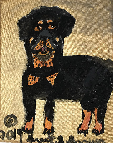 Brent Brown | BRB644 | Rottweiler, 2019 | 
	 Paint on canvas | 8 x 10 x 1/2 in. at the Outsider Folk Art Gallery