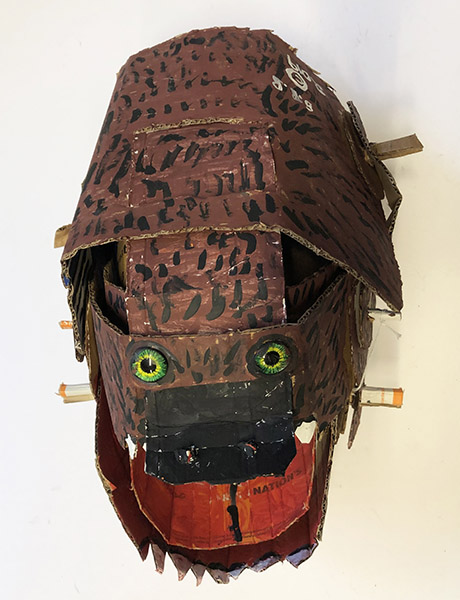 Brent Brown | BRB684 | British Bull Dog, 2019 | 
	 Cardboard, Mixed Media | 11 x 11 x 8 in. at the Outsider Folk Art Gallery