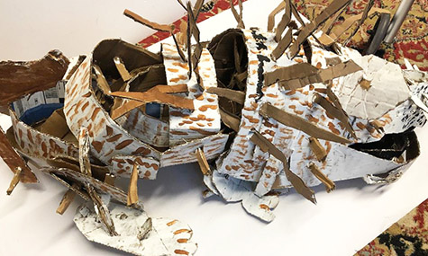 Brent Brown | BRB703 | Jack the Possum, 2019 | 
	 Cardboard, Mixed Media | 38 x 16 x 8 in. at the Outsider Folk Art Gallery