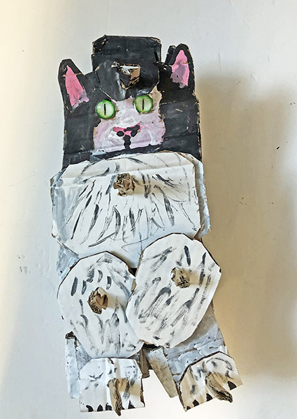 Brent Brown | BRB884 | Felix the Cat, 2020 | Mixed Media on canvas | 8 x 15 x 5 in. at the Outsider Folk Art Gallery