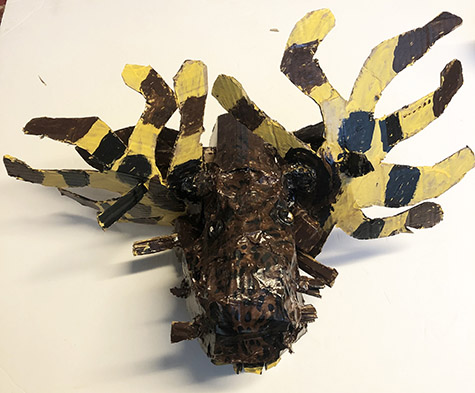 Brent Brown | BRB903 | Ramon the Moose, 2021 | Cardboard, Mixed Media | 20 x 15 x 10 in. at the Outsider Folk Art Gallery