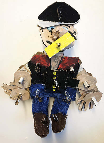 Brent Brown | BRB905 | Popeye, 2021 | Cardboard, Mixed Media | 25 x 23 x 10 in. at the Outsider Folk Art Gallery