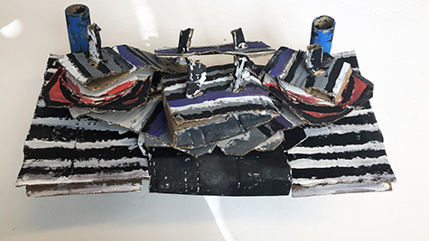 Brent Brown | BRB918 | Tie Fighter #5 (Star Wars), 2021  | 
	 Cardboard, Mixed Media | 20 x 12 x 10 in. at the Outsider Folk Art Gallery