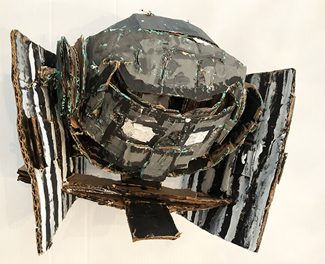 Brent Brown | BRB925 | Tie Fighter #7 (Star Wars), 2021  | 
	 Cardboard, Mixed Media | 13 x 9 x 9 in. at the Outsider Folk Art Gallery