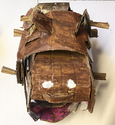 Brent Brown | BRB929 | Bubble the Hippo, 2021 | Cardboard, Mixed Media | 20 x 16 x 10 in. at the Outsider Folk Art Gallery