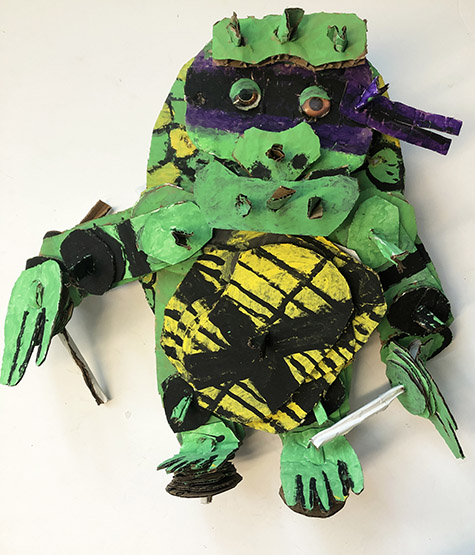 Brent Brown | BRB964 | Marv the Turtle, 2021 | Cardboard, Mixed Media | 26 x 22 x 4 in. at the Outsider Folk Art Gallery
