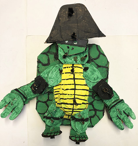 Brent Brown | BRB975 | Godfather of all Turtles, 2021 | Cardboard, Mixed Media | 30 x 28 x 8 in. at the Outsider Folk Art Gallery
