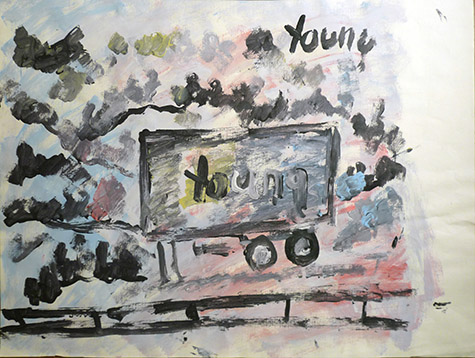 Purvis Young Special Collection | PYG-PP-031 | Untitled, signed | Paper | 17 1/4 x 23 3/4 in. (43.81 x 60.32 cm) at the Outsider Folk Art Gallery